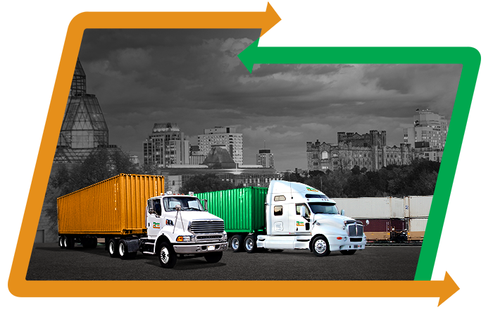 Adams Cargo trucks and containers in Ontario